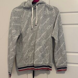 Champion Heather Gray Hoodie with Logo Pattern